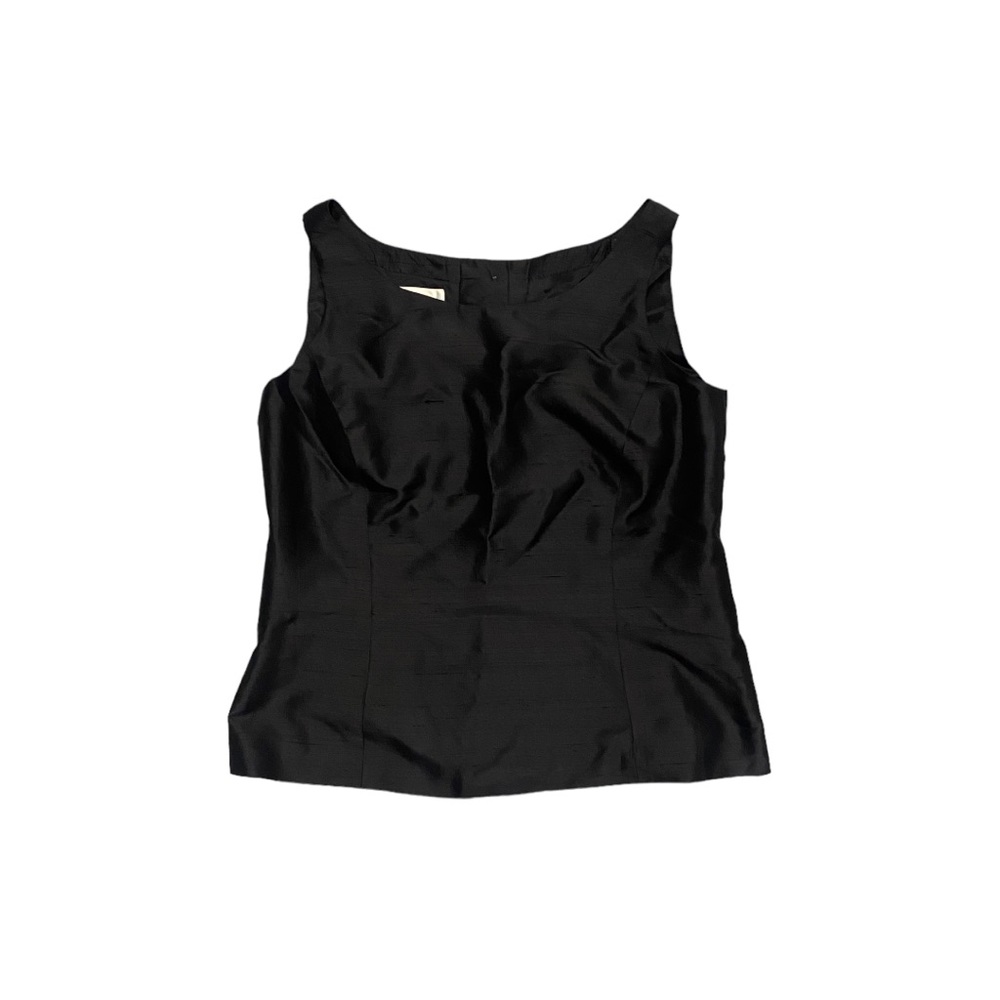 Talbots Women’s Vintage Silk Back Button Black Sleeveless Top Size US 4